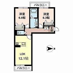 ホリーズ2 2LDKの間取図画像