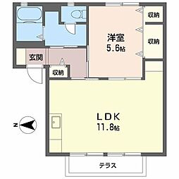 アルシオネB 1LDKの間取図画像