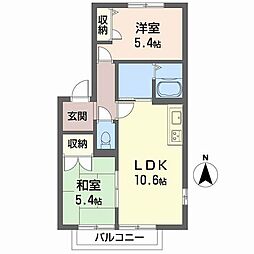 サニーヒル田原B 2LDKの間取図画像