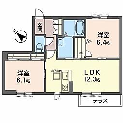 シャーメゾンメリア 2LDKの間取図画像