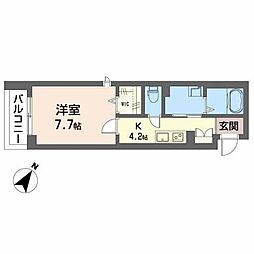 椛コート 1Kの間取図画像