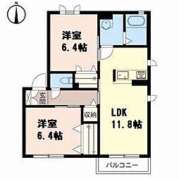 アトレッテジーロ 2LDKの間取図画像