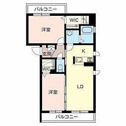 アトレッテジーロ 2LDKの間取図画像