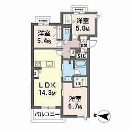 シャーメゾンソレイユ・ロイヤル 3LDKの間取図画像