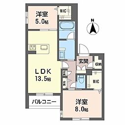 京都市中京区晴明町マンション 2LDKの間取図画像