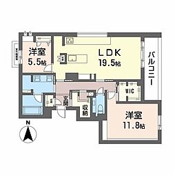 京都市中京区晴明町マンション 2LDKの間取図画像
