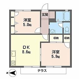 アネックス豊和 2DKの間取図画像