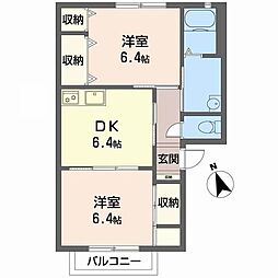 フラッツ北山 2DKの間取図画像