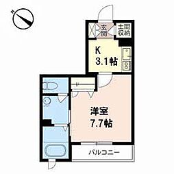 シャーメゾンクレスト 1Kの間取図画像