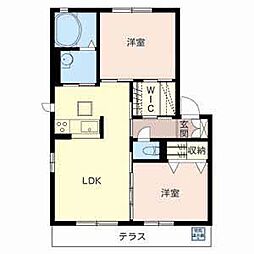 デルフセイル 2LDKの間取図画像