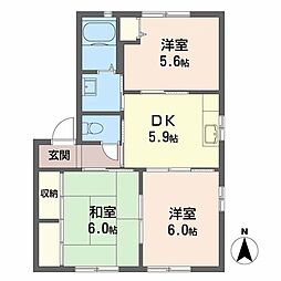 ラウンド・1 3Kの間取図画像