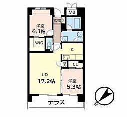 ルーチェ千里山 2LDKの間取図画像