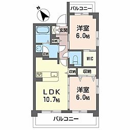 クリスタル上山手 2LDKの間取図画像