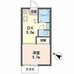 フレグランス甲南 1DKの間取図画像