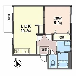 アイビーハイツ 1LDKの間取図画像