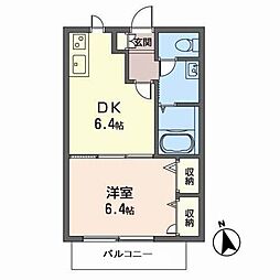 パークアレイ武庫川 1DKの間取図画像