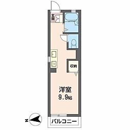 グリーンゲイブルズ ワンルームの間取図画像