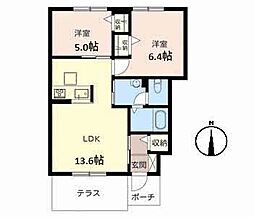シャーメゾン樋ノ口A 2LDKの間取図画像