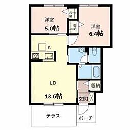シャーメゾン樋ノ口A 2LDKの間取図画像