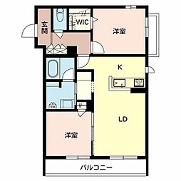 ECRARGE西宮 2LDKの間取図画像