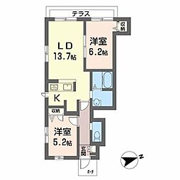 シャーメゾン天王 2LDKの間取図画像