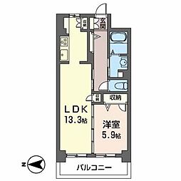 フェリーチェ塚口 1LDKの間取図画像