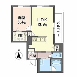 ディアメゾン南塚口 1LDKの間取図画像