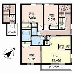 フレール潤和 3LDKの間取図画像