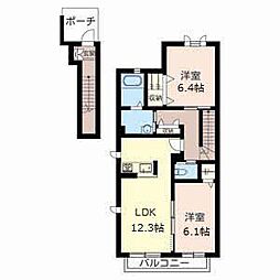GrandCourtA 2LDKの間取図画像
