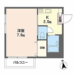 フレグランス池上 1Kの間取図画像