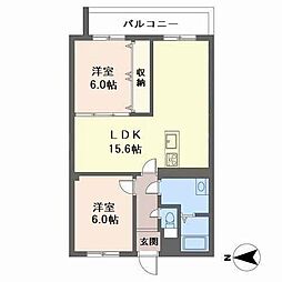 ロイヤルコートワダ 2LDKの間取図画像