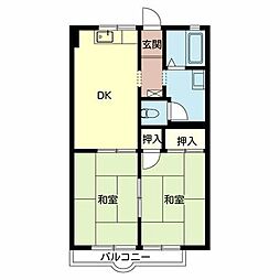 草川ハイツ3 2DKの間取図画像