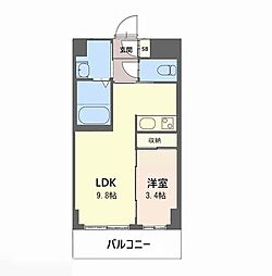 シャトーパルモア武庫之荘 1LDKの間取図画像