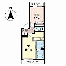 シャルマンコート住吉 1LDKの間取図画像