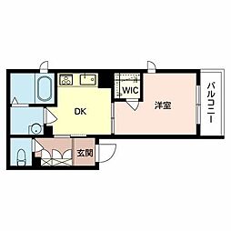 サンライズ住吉 2階1DKの間取り