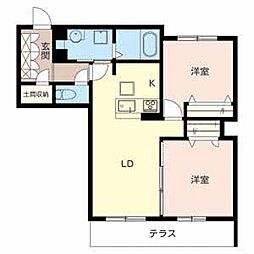 シャーメゾン神楽 2LDKの間取図画像