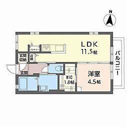 ベルマーレ香枦園 1LDKの間取図画像
