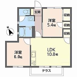 ビュー苦楽園 2LDKの間取図画像