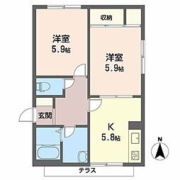 グレース阿倍野 2Kの間取図画像
