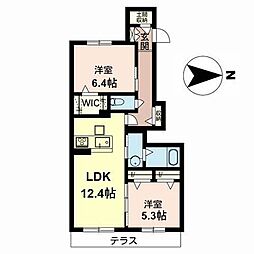 Patio恵我之荘 2LDKの間取図画像