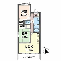 シャーメゾン杭全イースト 2LDKの間取図画像