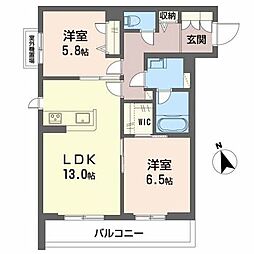 シャーメゾンカーサエクリュ 2LDKの間取図画像