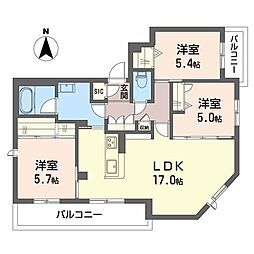 シャーメゾン ミモザ 3LDKの間取図画像