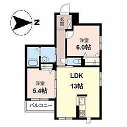 ソラーレ我孫子 2LDKの間取図画像