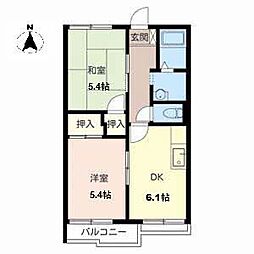 タウニー住之江 2DKの間取図画像