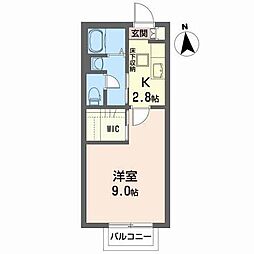 レトゥワール2 1Kの間取図画像