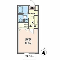 GIARDINO泉中央1 1Kの間取図画像