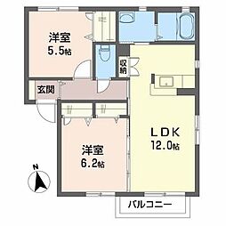 ラフィーネ明石台 2LDKの間取図画像