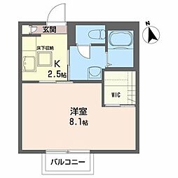 ドミールいつき 1Kの間取図画像