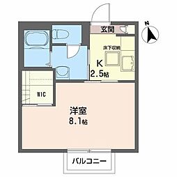 ドミールいつき 1Kの間取図画像